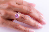 Pink crystal ring, sterling silver pink solitaire faceted ring, Mothers Day gift for her