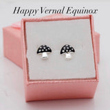 Mushroom stud earrings, Spring gift for her