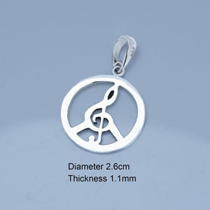 Peace Sign Pendant, Music note necklace, treble clef symbol, New Orleans jewelry, Chester Allen, Power of Love gift,