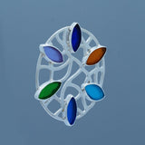 Sea glass necklace, sterling silver with multi colored beach glass, handmade statement jewelry