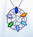 Sea glass necklace, sterling silver with multi colored beach glass, handmade statement jewelry
