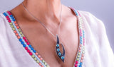 Silver Turquoise necklace, one of kind handmade gift, December birtthstone
