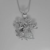 Unique Necklace gift, tree of life necklace, African and Celtic symbols in unique silver pendant,heart sankofa, Triquetra