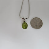 Peridot necklace, August birthday gift, green oval pendant