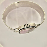 Handmade Silver Bangle Bracelet: Purple Gemstone Cuff, Unisex Jewelry