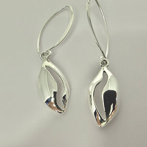 Silver Cowrie shell Earrings, gift for her, handmade dangle sterling silver unique jewelry