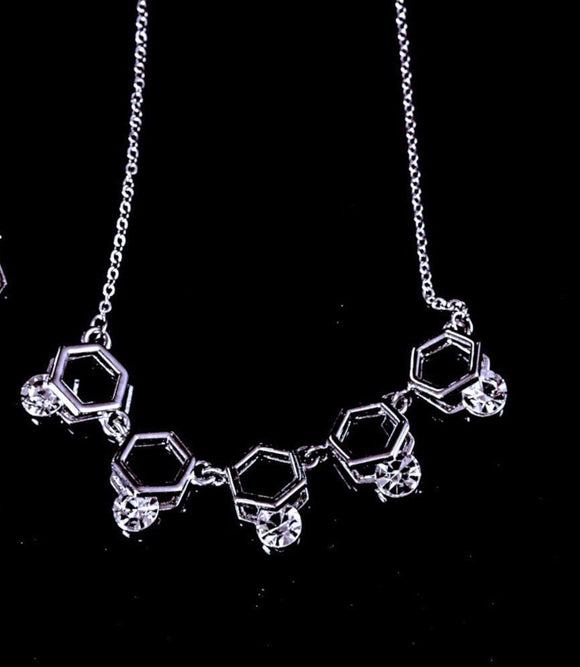 Science necklace Benzene (Carbon) molecule, gift for her