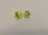 Peridot Crystal Stud Earrings: Sterling Silver, August Birthstone