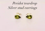 Peridot Teardrop Studs: Sterling Silver August Birthstone Earrings