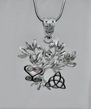 Unique Necklace gift, tree of life necklace, African and Celtic symbols in unique silver pendant,heart sankofa, Triquetra