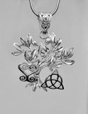 Unique Necklace gift, tree of life necklace, African and Celtic symbols in unique silver pendant,heart sankofa, Triquetra