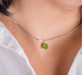 Peridot green necklace, Sterling silver, August birthday gift, green circle pendant, 16th anniversary jewelry giftSeptember birthstone