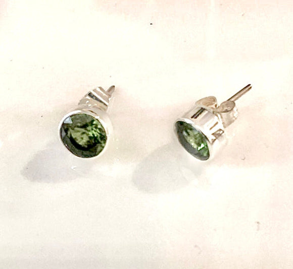 Peridot earrings, sterling silver August and September birthstone, green round studs, men, children, and women, 16th anniversary gift