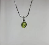 Peridot necklace, August birthday gift, green oval pendant