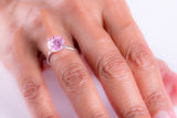 Pink crystal ring, sterling silver pink solitaire faceted ring, Mothers Day gift for her
