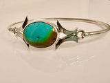 Silver Turquoise Bangle Bracelet: Handmade Unisex Design