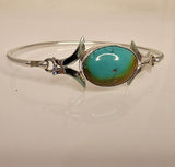 Silver Turquoise Bracelet, blue bangle, Turquoise stone, handmade turquoise jewelry, unique design, December birthstone, Mothers Day Gift