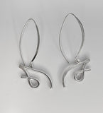 Silver Initial Drop Earrings: Letter S or J, Handmade