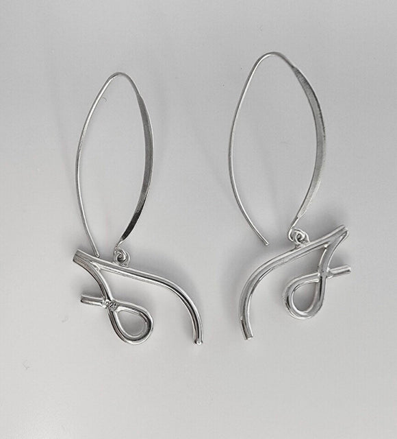 Silver initial earrings, letter S or J drop earring, gift for her, handmade cute simple