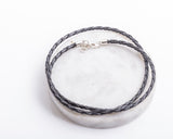 Leather braided necklace, Woven Brown chord. Sterling silver clasp, study handmade leather chain, accessory to hand pendants