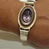 Handmade Sterling Silver Amethyst Bracelet: Rosewood Bangle