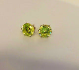 Peridot Crystal Stud Earrings: Sterling Silver, August Birthstone
