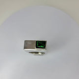 Emerald color Irish Ring boxed shaped mens ring, womens bold Celtic contemporary statement ring