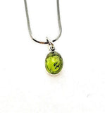 Peridot necklace, August birthday gift, green oval pendant