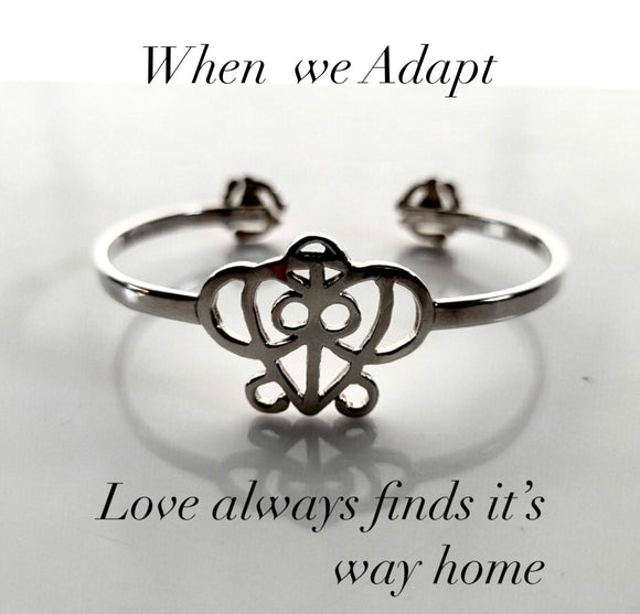 Love theme bracelet, Adinkra symbol love, 45 rpm adaptor jewelry, relationships, Mothers Day gift, couples gift ideas, Odo Nnyew Fie Kwan