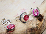Pink rutilated quartz cuff, handmade silver pink gemstone bracelet, statement jewelry