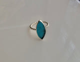 Blue sea glass ring, pinky size 4 ring, handmade solitaire, beach lovers gift