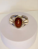 Statement bracelet, chunky amber cuff, cowrie shell accented jewelry, plus size gift