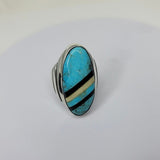 Handmade Sterling Silver Turquoise Statement Ring - Size 11
