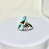 Handmade Sterling Silver Turquoise Statement Ring - Size 11