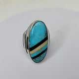 Handmade Sterling Silver Turquoise Statement Ring - Size 11