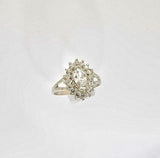 Silver engagement ring, zirconia stones set in sterling silver, handmade jewelry gift for her,