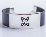 Leather silver bracelet, Bass player gift, Unique Bass clef jewelry, Hurricane theme gift, Chester Allen design, Holdin it Down Bracelet