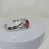 Valentines Day Gift, Pink Rutilated Quartz Cuff Bracelet: Handmade Sterling Silver Adjustable Jewelry
