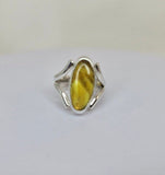 Yellow stone silver ring, Yellow Amber, chakra healing stone, gift for her