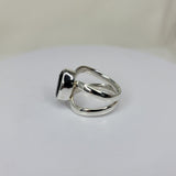 Black Onyx Sterling Silver Ring: Oval Faceted Gemstone, Size 9.5