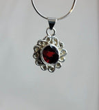 Red garnet necklace, sterling silver, January birthstone, handmade infinity pendant, Mothers Day Gift for her