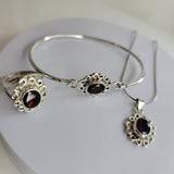 Red garnet necklace, sterling silver, January birthstone, handmade infinity pendant, Mothers Day Gift for her