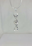 Silver DNA Helix Necklace: Amethyst February Birthstone Pendant