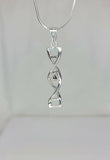 Silver DNA helix necklace, February Birthstone Amethyst, purple double helix pendant, science jewelry, genetics,biology medical gift for her