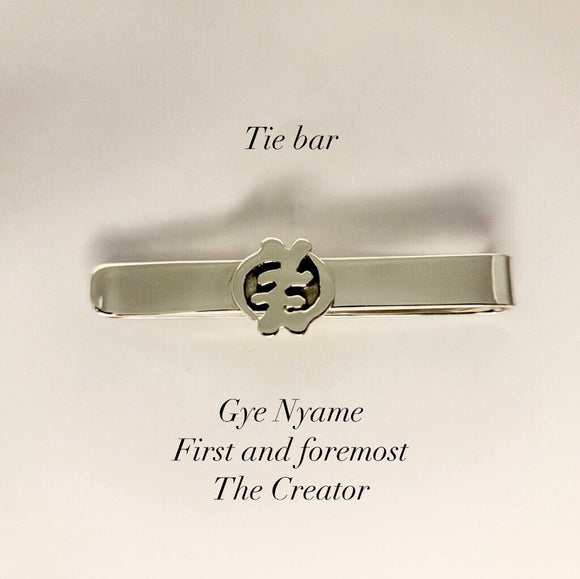Sterling silver tie bar, Gye Nyame mens gift