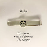 Sterling silver tie bar, Gye Nyame mens gift
