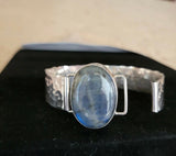Labradorite Gemstone Bracelet: Hammered Bangle, Gift of Protection