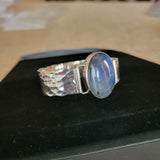 Labradorite Gemstone Bracelet: Hammered Bangle, Gift of Protection