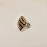 Calcite stone ring, Brown Calcite, stone of the mind, handmade rounded square ring, statement jewelry