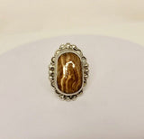 Calcite stone ring, Brown Calcite, stone of the mind, handmade rounded square ring, statement jewelry